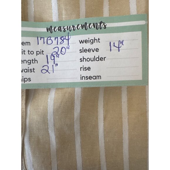 ZARA XS Beige & White Striped Button-Up Cropped Shirt With 3/4 Sleeves - Picture 11 of 12